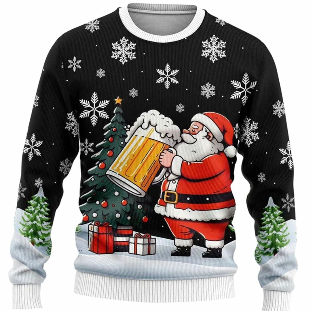 Herren Lustiger Bier-Weihnachtspullover Rundhals Ugly Sweater