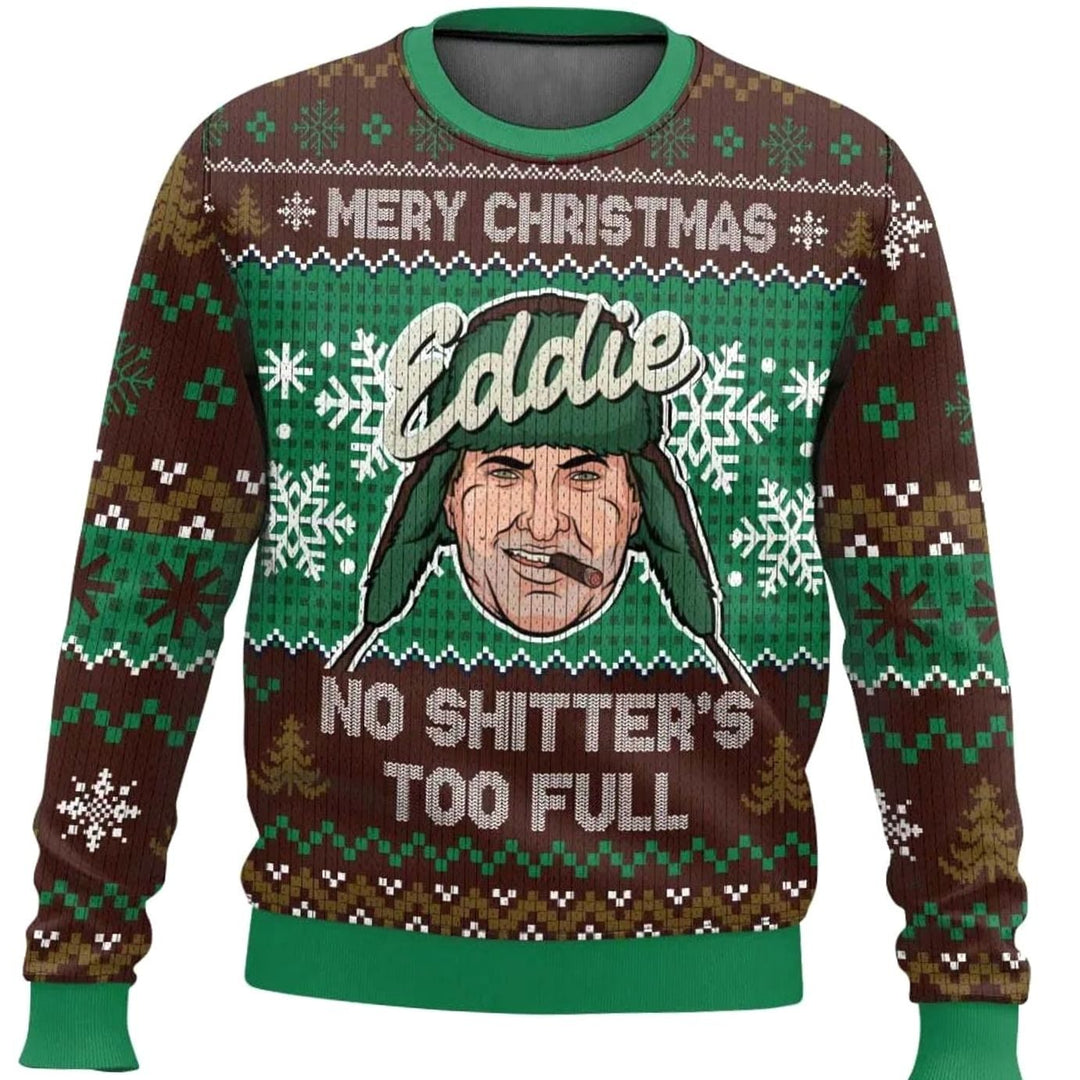 Herren Lustiger Ski-Themen-Weihnachtspullover Rundhals Ugly Sweater - Braun / Grün
