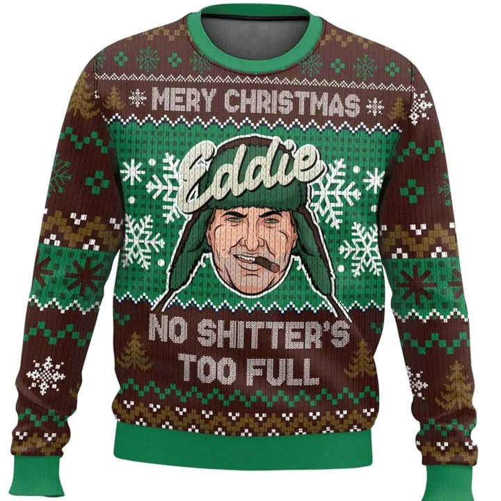 Herren Lustiger Ski-Themen-Weihnachtspullover Rundhals Ugly Sweater - Braun / Grün