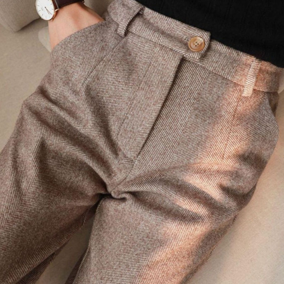 Herren Maßgeschneiderte Knöchellange Hose mit Bundfalten Frühjahr - Braun