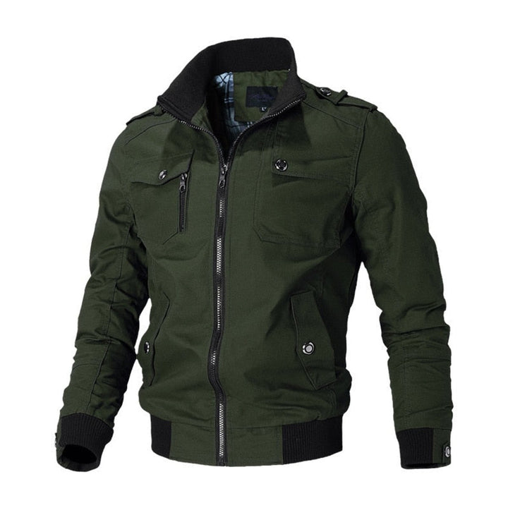 Herren Mens Bomber Jacket Kurzreißverschluss Militär Übergangsjacke - Grün