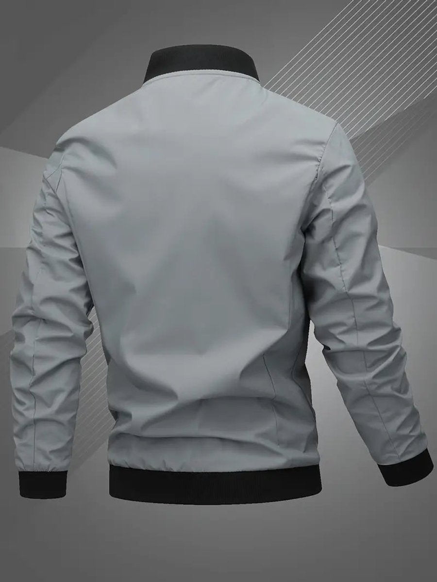 Herren Mens Bomber Jacket Lässige Polyester Blouson-Jacke Reißverschluss - Space Grau