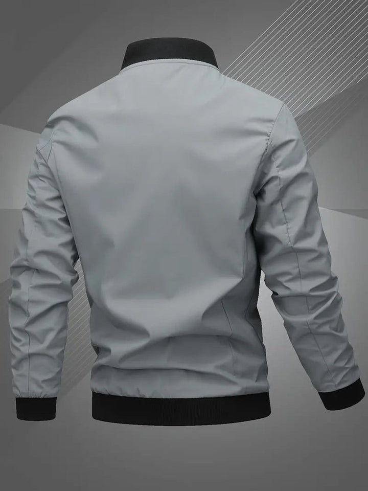 Herren Mens Bomber Jacket Lässige Polyester Blouson-Jacke Reißverschluss - Space Grau