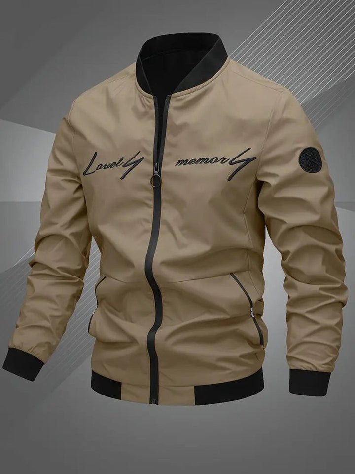 Herren Mens Bomber Jacket Lässige Polyester Blouson-Jacke Reißverschluss - Khaki 1