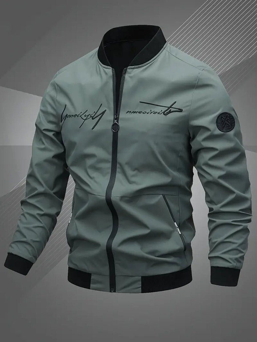 Herren Mens Bomber Jacket Lässige Polyester Blouson-Jacke Reißverschluss - Armeegrün
