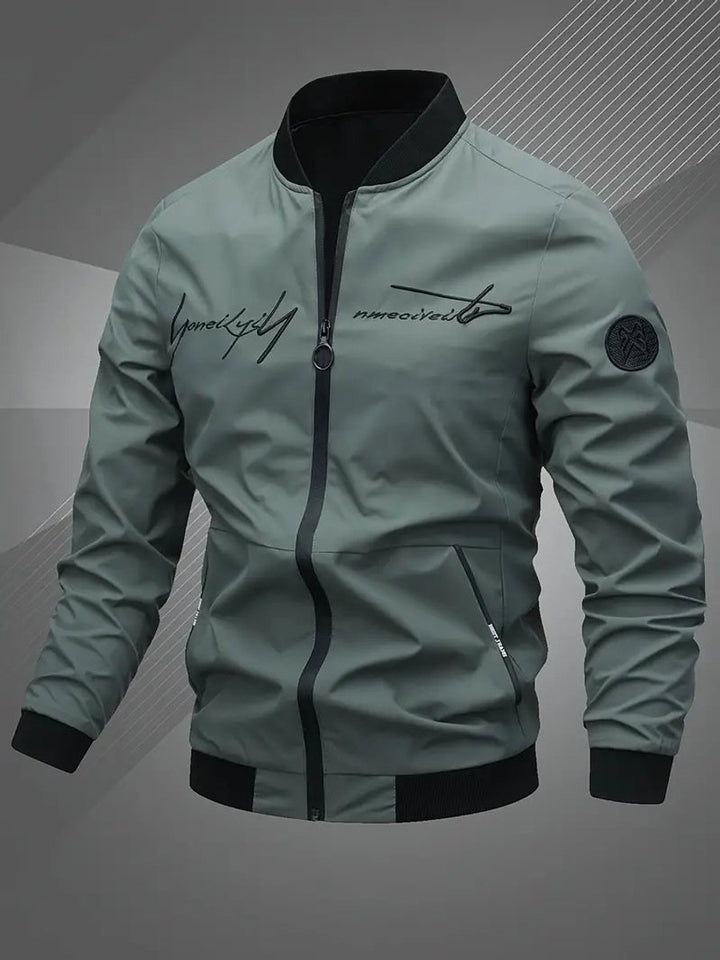 Herren Mens Bomber Jacket Lässige Polyester Blouson-Jacke Reißverschluss - Armeegrün