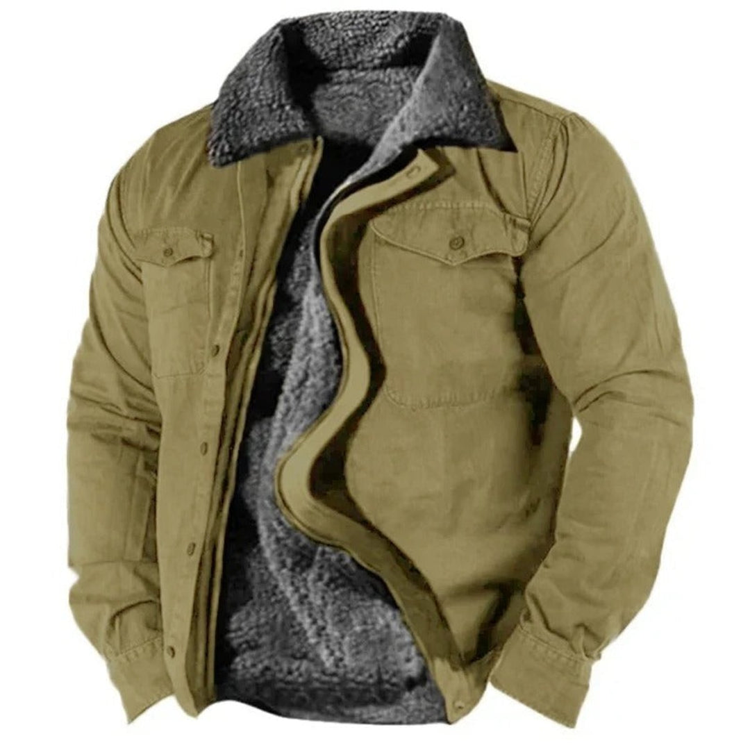 Herren Mens Cardigan Fleece-Gefütterter Western Hemdjacke - Grün