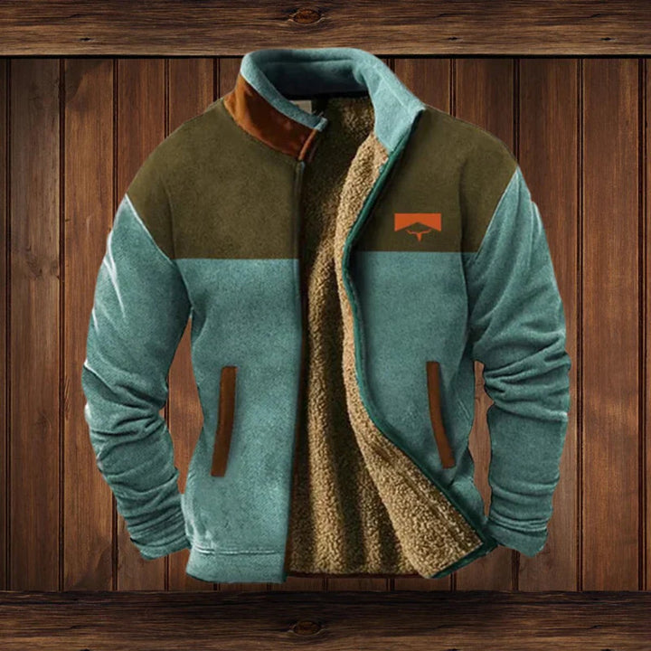 Herren Mens Cardigan Fleece Reißverschluss Western Azteken Strickjacke - Blau