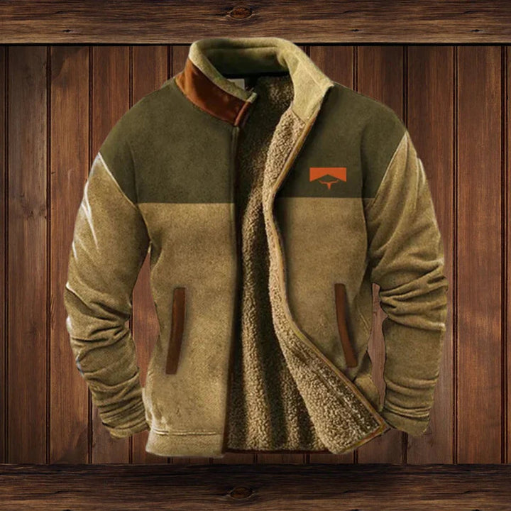Herren Mens Cardigan Fleece Reißverschluss Western Azteken Strickjacke - Braun