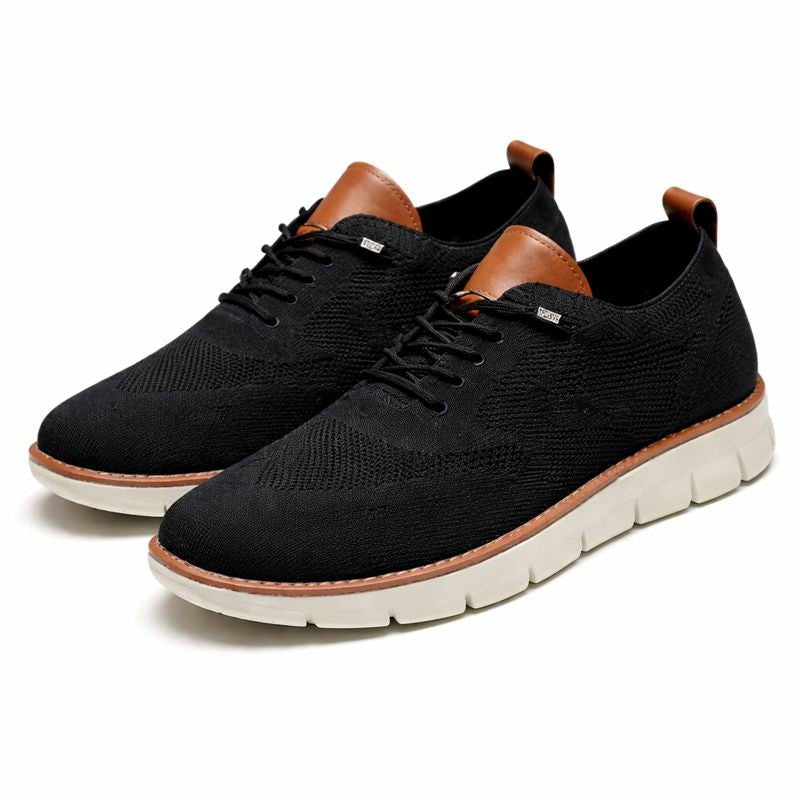 Herren Mesh Schnür-Sneaker Atmungsaktiv Gepolstert - Negro