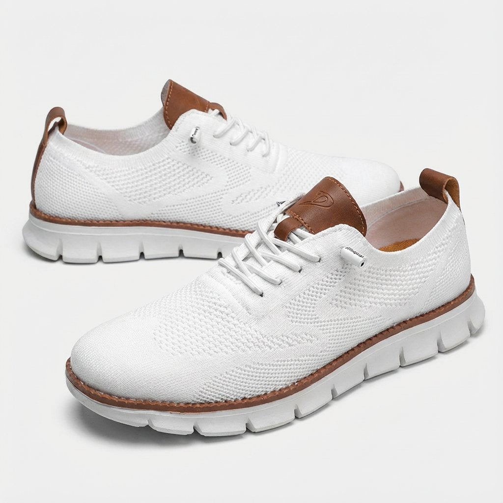 Herren Mesh Schnür-Sneaker Atmungsaktiv Gepolstert - Blanco
