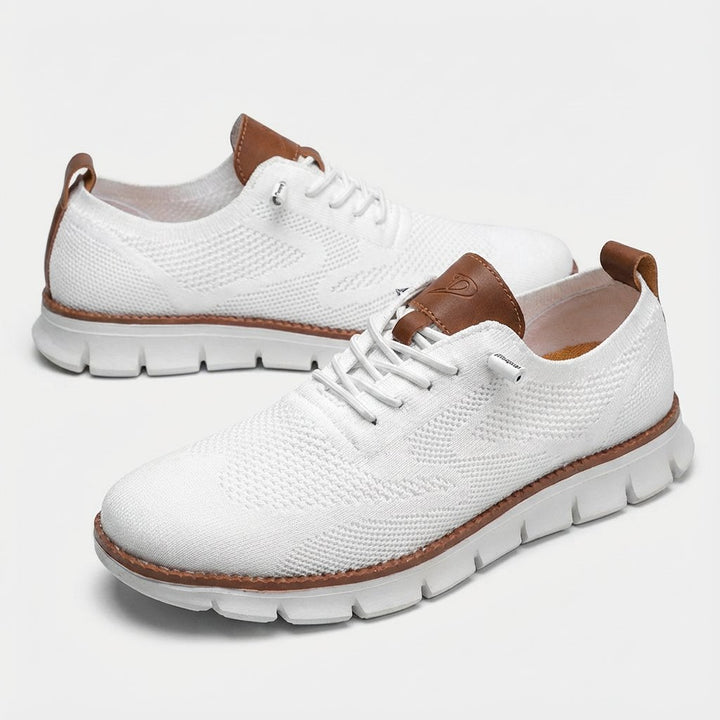 Herren Mesh Schnür-Sneaker Atmungsaktiv Gepolstert - Blanco