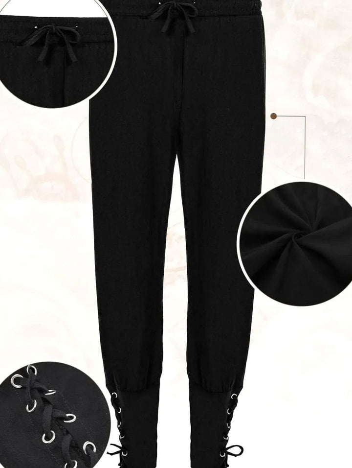 Herren Mittelalter Kostüm Set Schnür-Hemd Weste Hose Accessoires