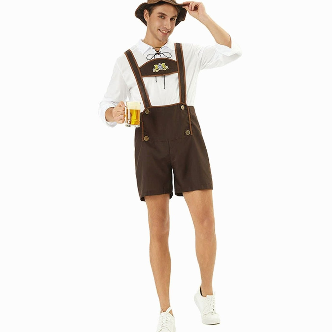 Herren Oktoberfest Lederhosen-Kostüm mit Hosenträgern Trachtenshorts
