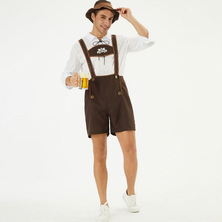 Herren Oktoberfest Lederhosen-Kostüm mit Hosenträgern Trachtenshorts