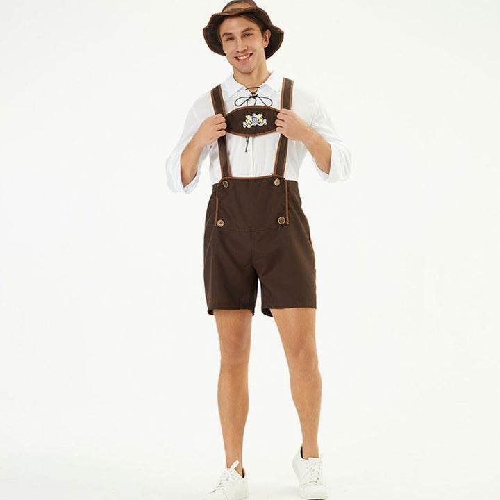 Herren Oktoberfest Lederhosen-Kostüm mit Hosenträgern Trachtenshorts