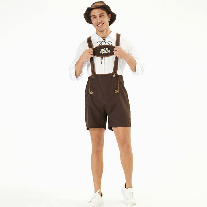 Herren Oktoberfest Lederhosen-Kostüm mit Hosenträgern Trachtenshorts