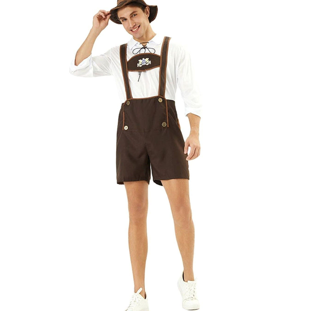 Herren Oktoberfest Lederhosen-Kostüm mit Hosenträgern Trachtenshorts