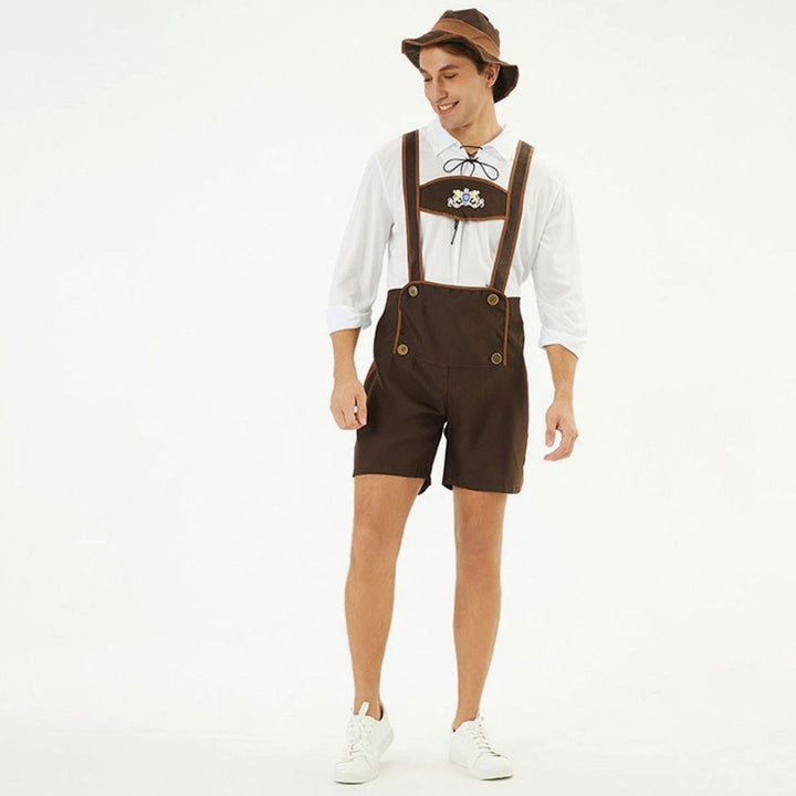 Herren Oktoberfest Lederhosen-Kostüm mit Hosenträgern Trachtenshorts
