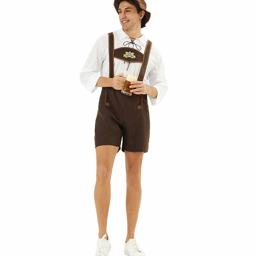 Herren Oktoberfest Lederhosen-Kostüm mit Hosenträgern Trachtenshorts