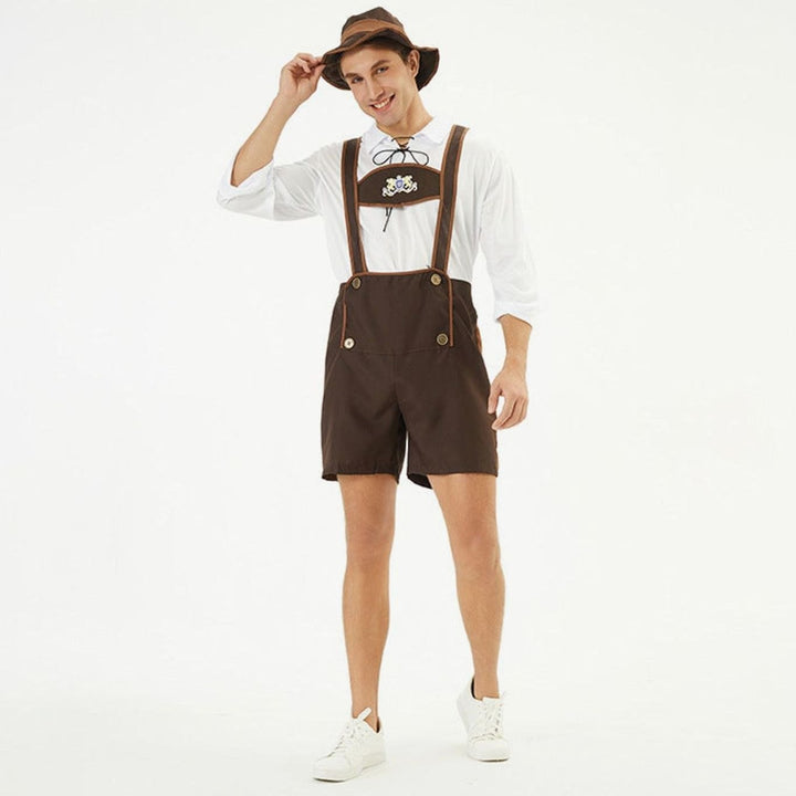 Herren Oktoberfest Lederhosen-Kostüm mit Hosenträgern Trachtenshorts