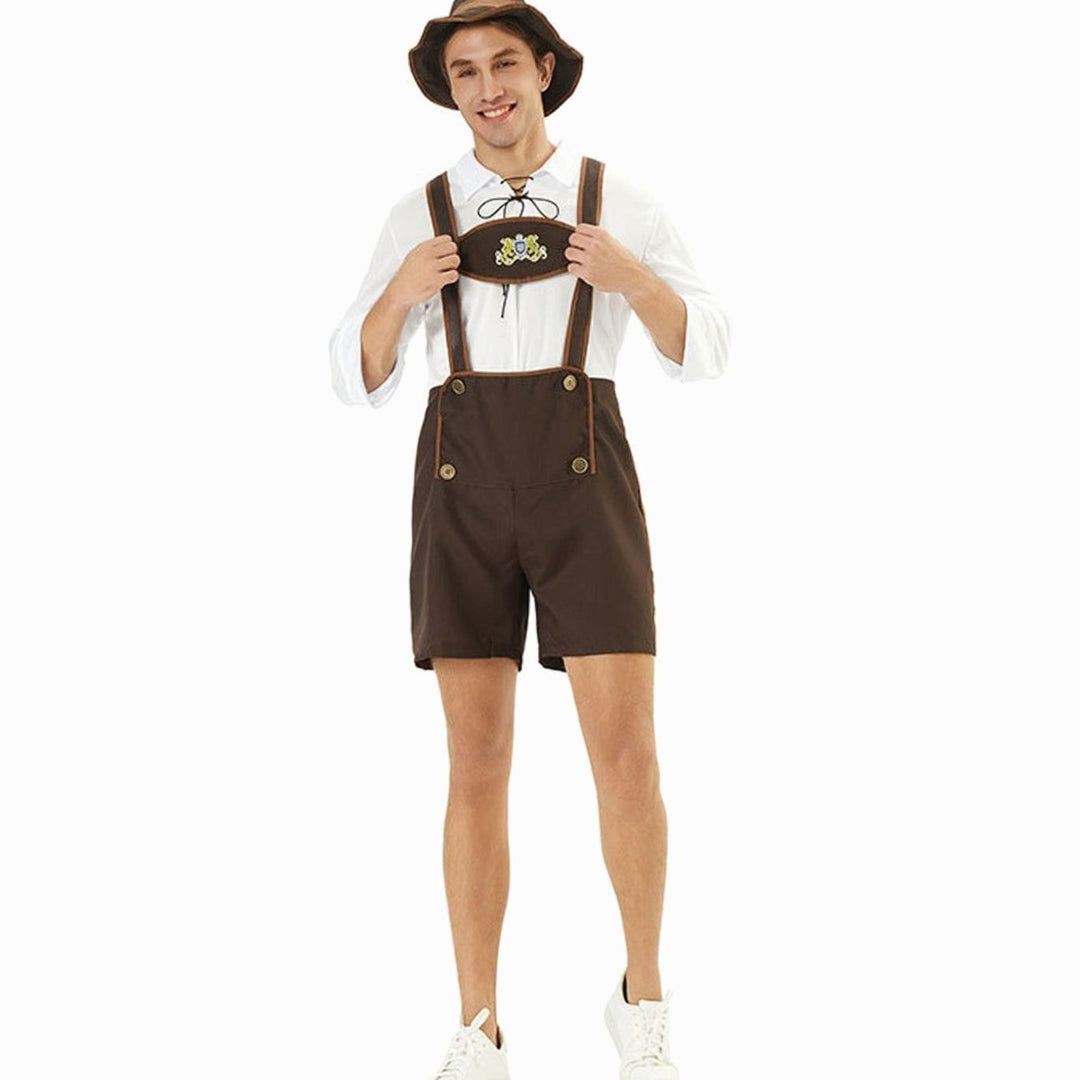 Herren Oktoberfest Lederhosen-Kostüm mit Hosenträgern Trachtenshorts