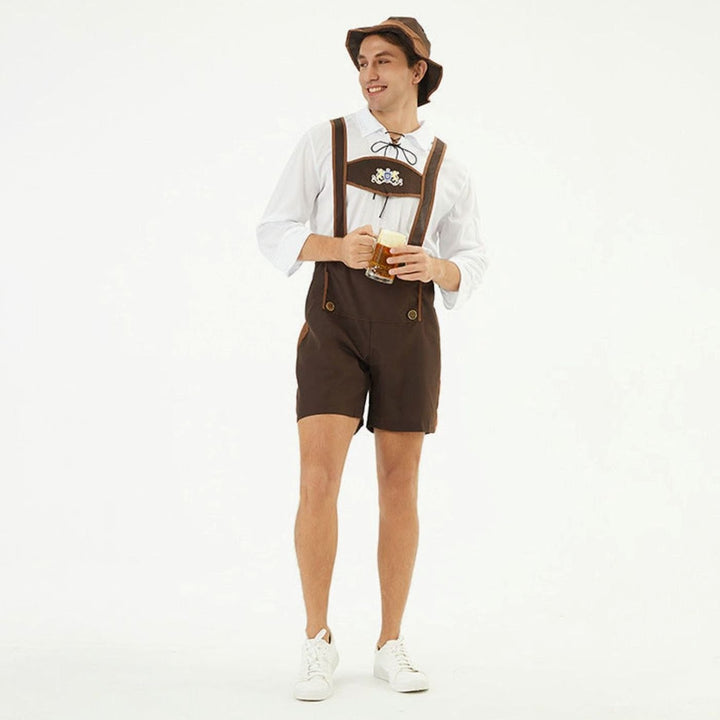 Herren Oktoberfest Lederhosen-Kostüm mit Hosenträgern Trachtenshorts