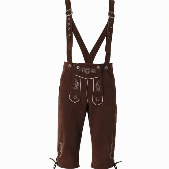 Herren Oktoberfest Trachten-Kostüm Set Lederhosen mit Karohemd - Hose 01