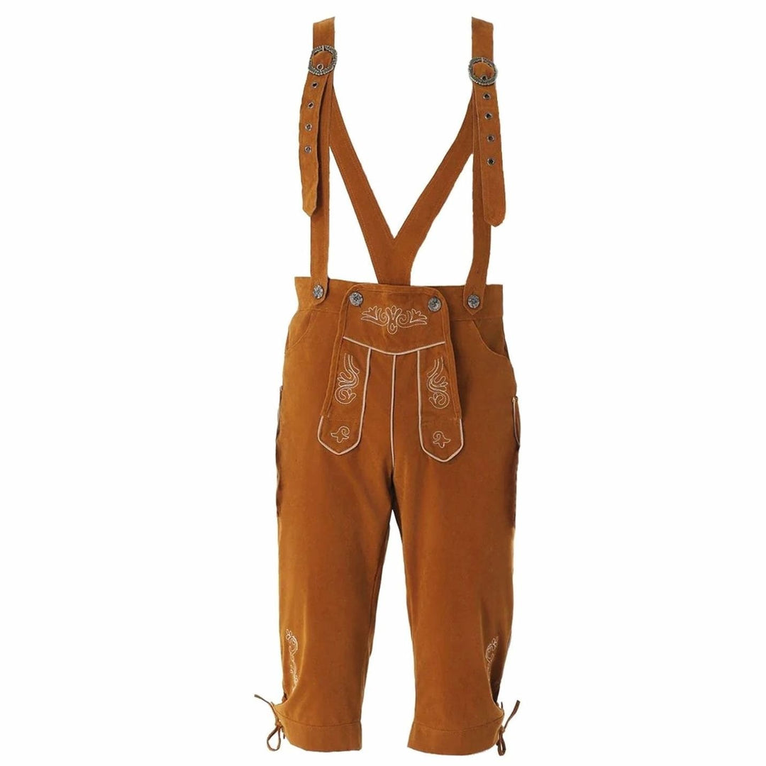 Herren Oktoberfest Trachten-Kostüm Set Lederhosen mit Karohemd - Hose 02