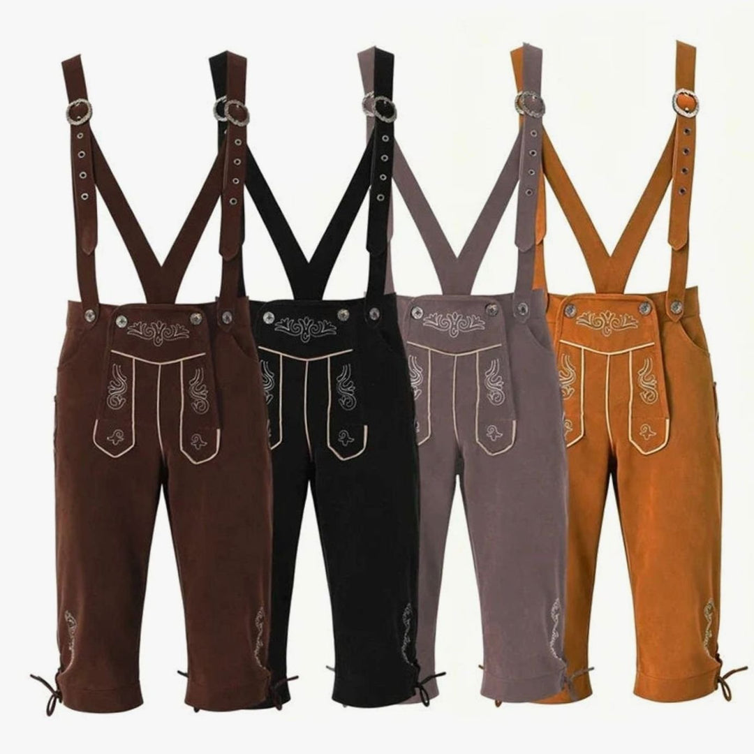 Herren Oktoberfest Trachten-Kostüm Set Lederhosen mit Karohemd