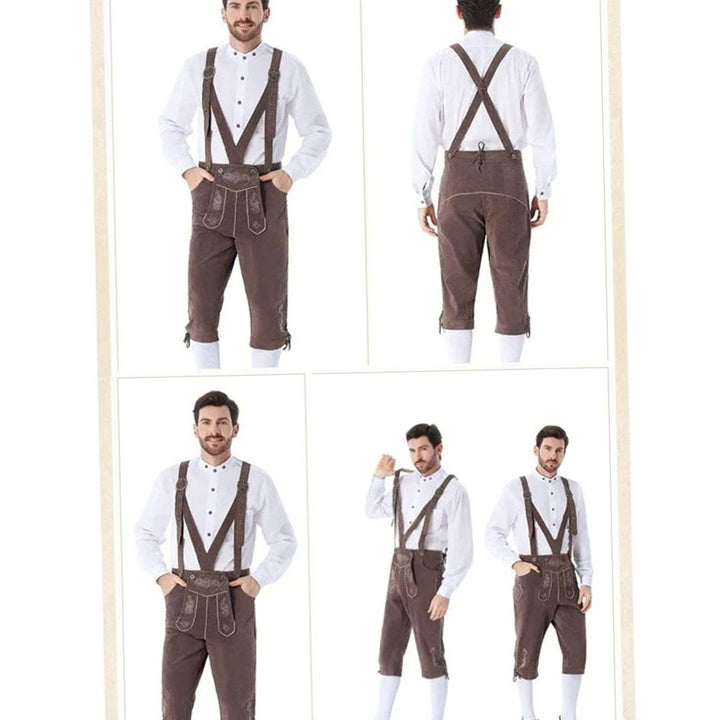 Herren Oktoberfest Trachten-Kostüm Set Lederhosen mit Karohemd