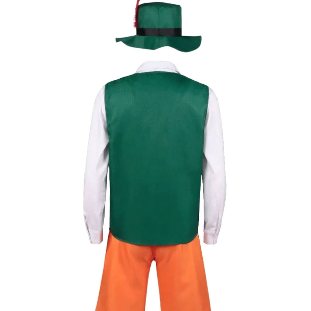 Herren Oktoberfest Trachtenkostüm Grün Orange 5-teiliges Set mit Hut