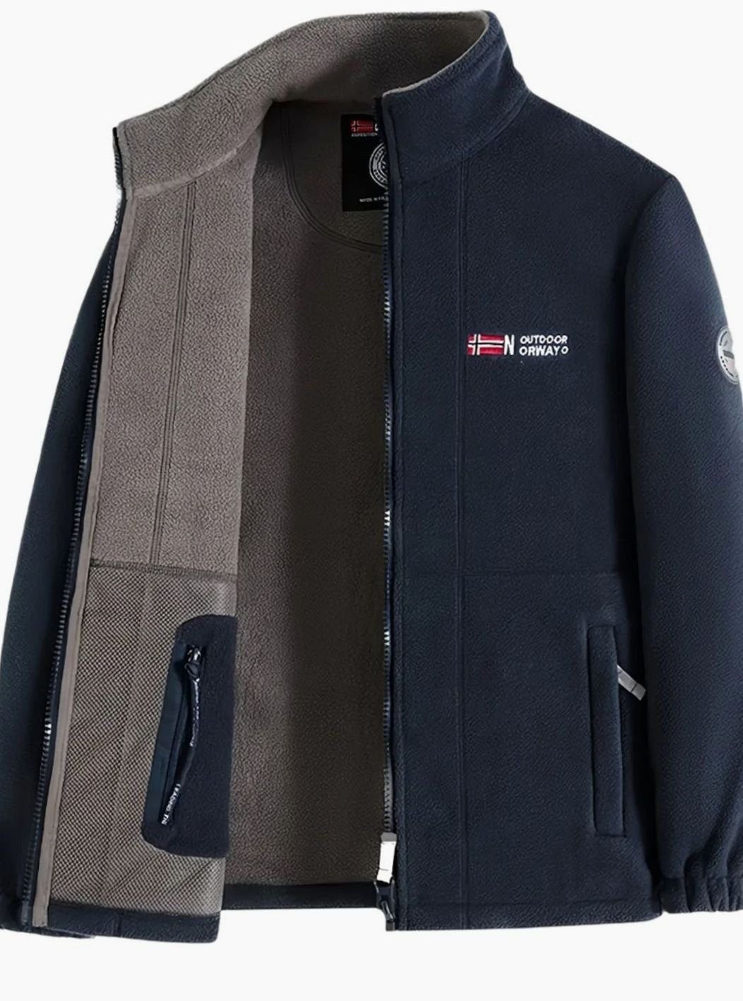 Herren Outdoor Fleece-Jacke mit Reißverschluss Stehkragen Wärmend - Marine