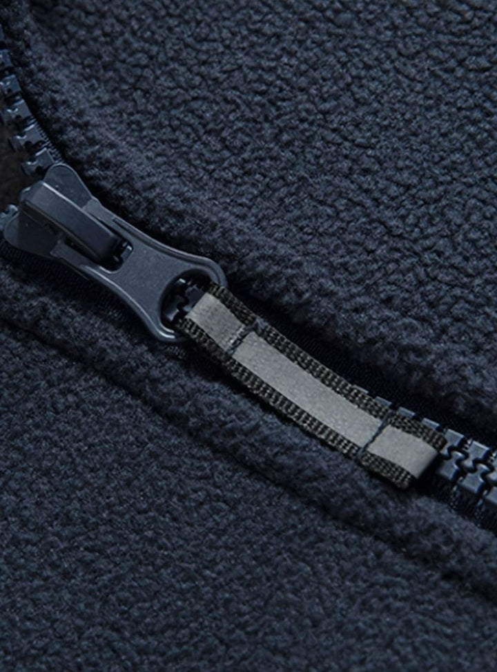 Herren Outdoor Fleece-Jacke mit Reißverschluss Stehkragen Wärmend