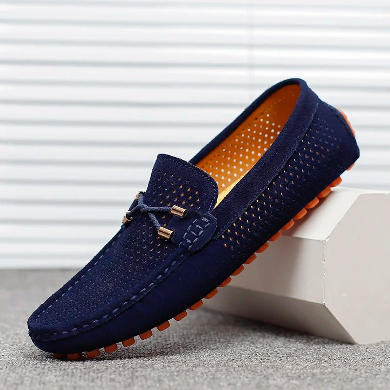 Herren Perforierte Wildleder Loafer Slip-On Mokassins - Blau