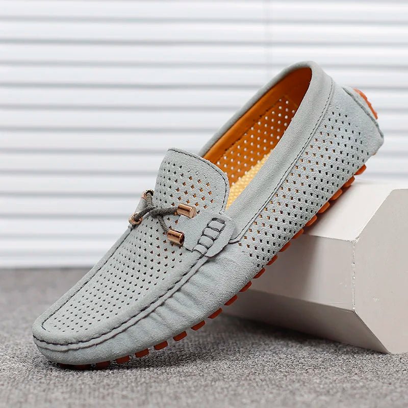 Herren Perforierte Wildleder Loafer Slip-On Mokassins - Grau