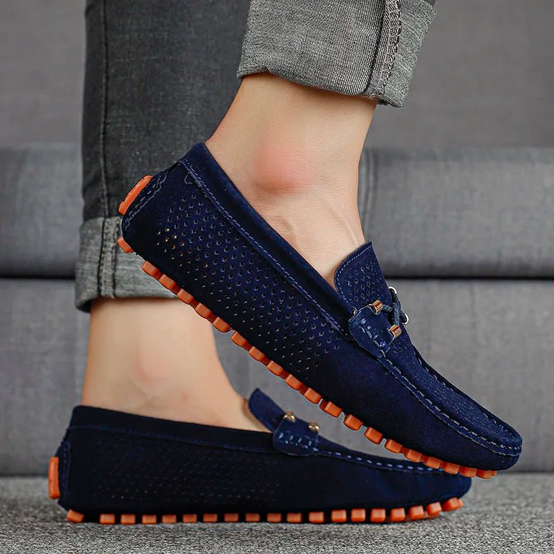 Herren Perforierte Wildleder Loafer Slip-On Mokassins