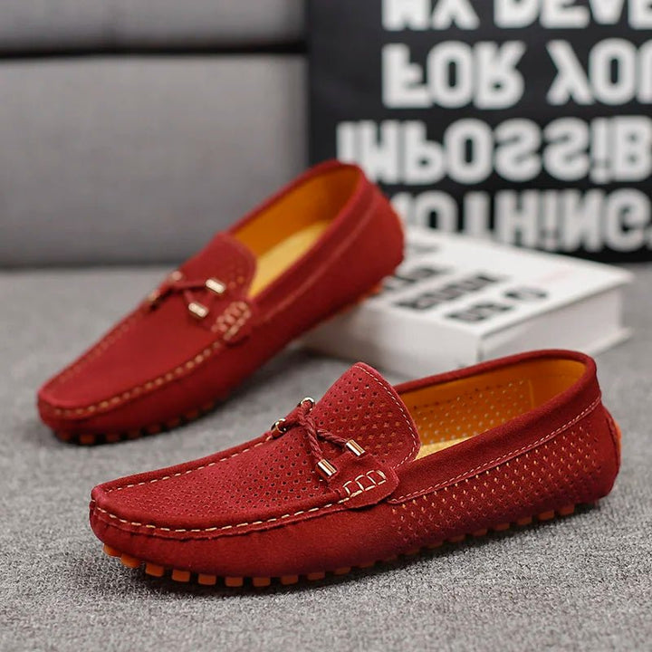 Herren Perforierte Wildleder Loafer Slip-On Mokassins