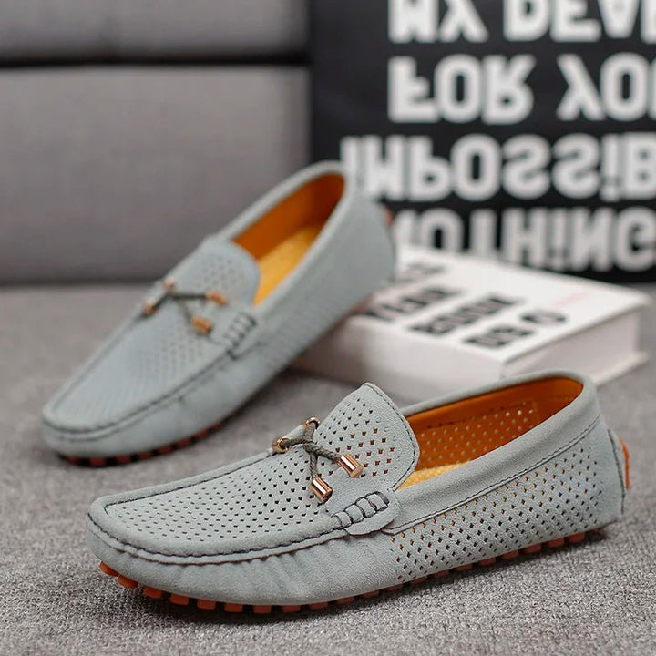 Herren Perforierte Wildleder Loafer Slip-On Mokassins