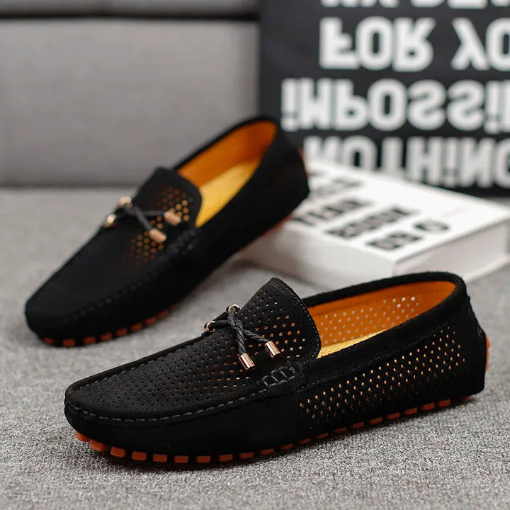 Herren Perforierte Wildleder Loafer Slip-On Mokassins
