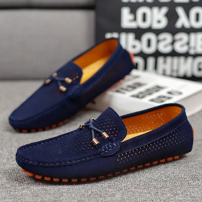Herren Perforierte Wildleder Loafer Slip-On Mokassins