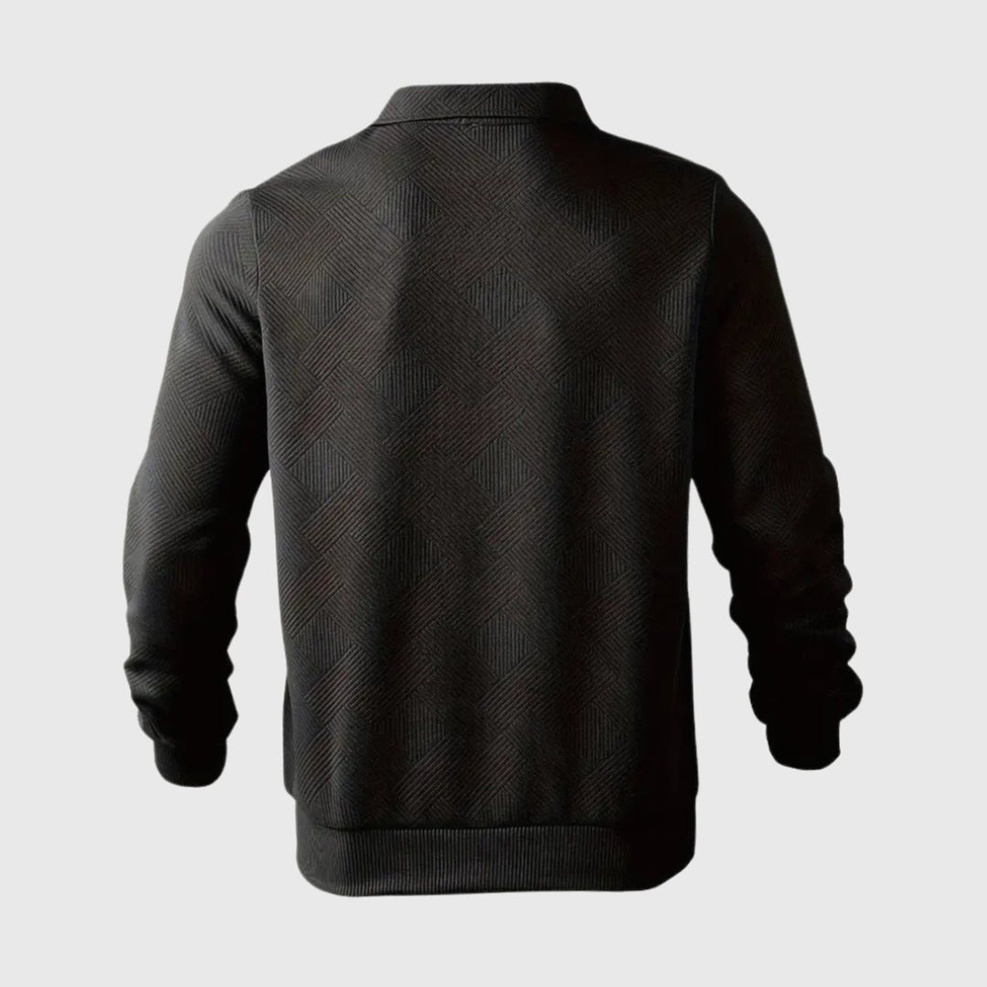 Herren Polo-Sweatshirt mit Reißverschluss Freizeitshirt Langarm