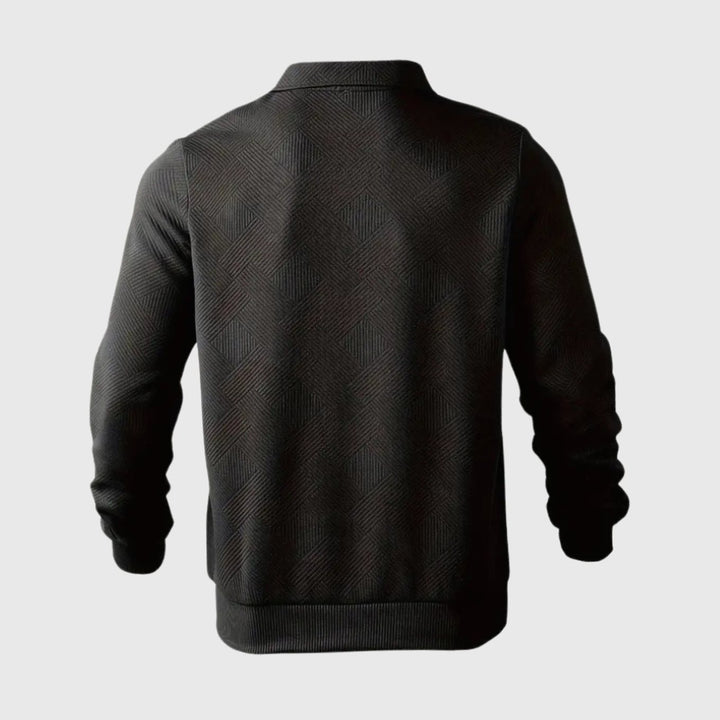 Herren Polo-Sweatshirt mit Reißverschluss Freizeitshirt Langarm