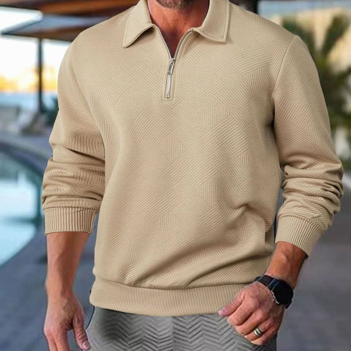 Herren Polo-Sweatshirt mit Reißverschluss Freizeitshirt Langarm