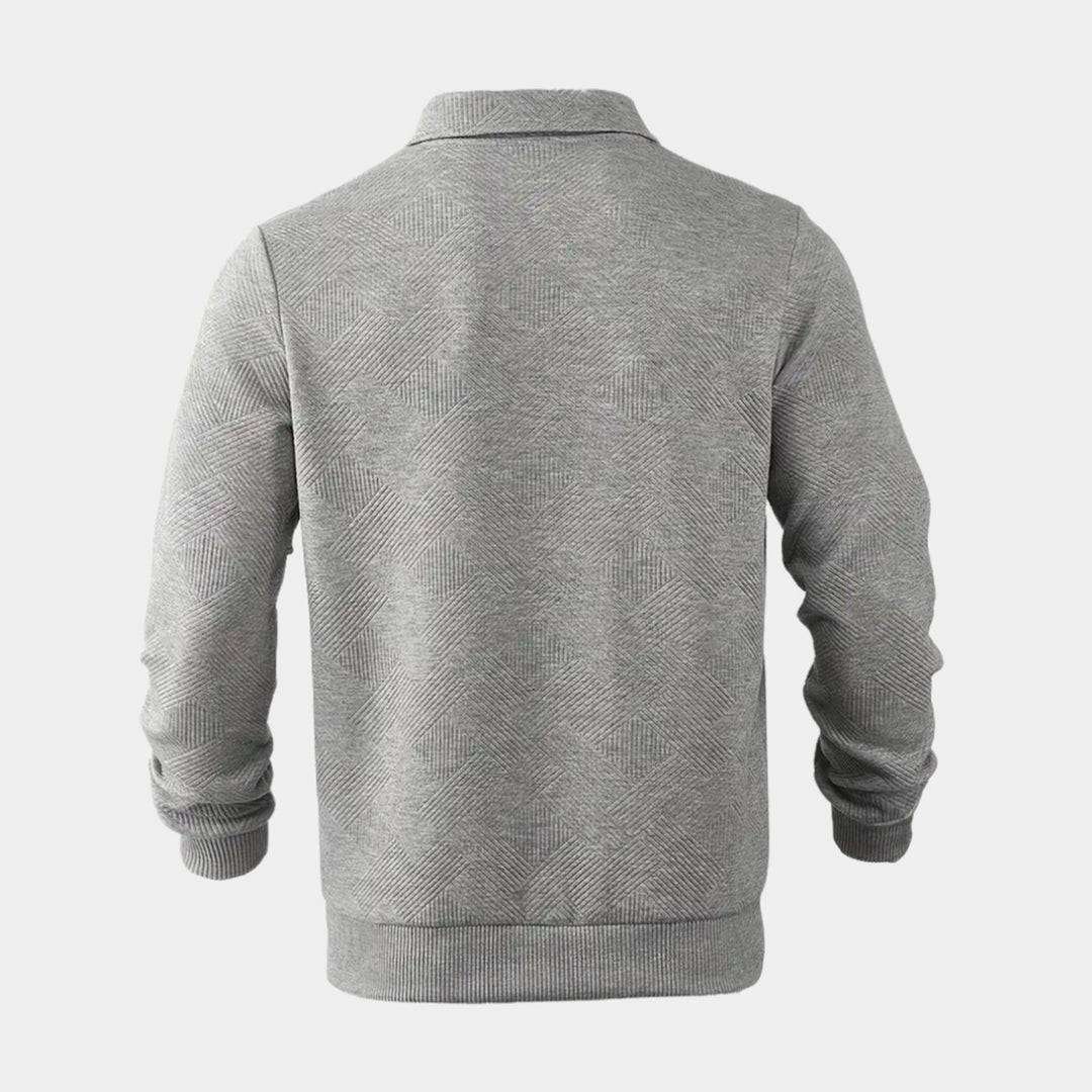 Herren Polo-Sweatshirt mit Reißverschluss Freizeitshirt Langarm