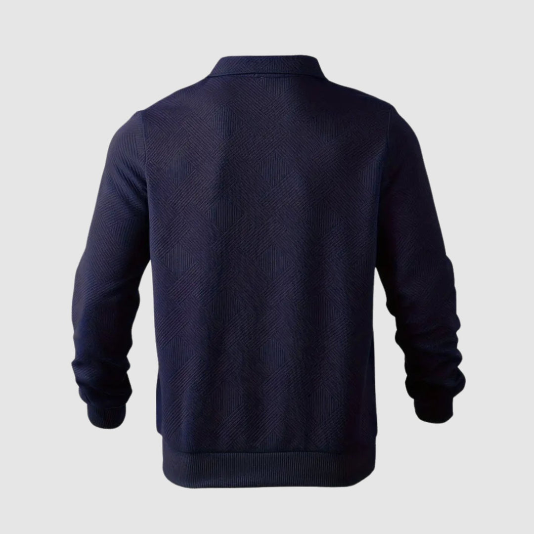 Herren Polo-Sweatshirt mit Reißverschluss Freizeitshirt Langarm