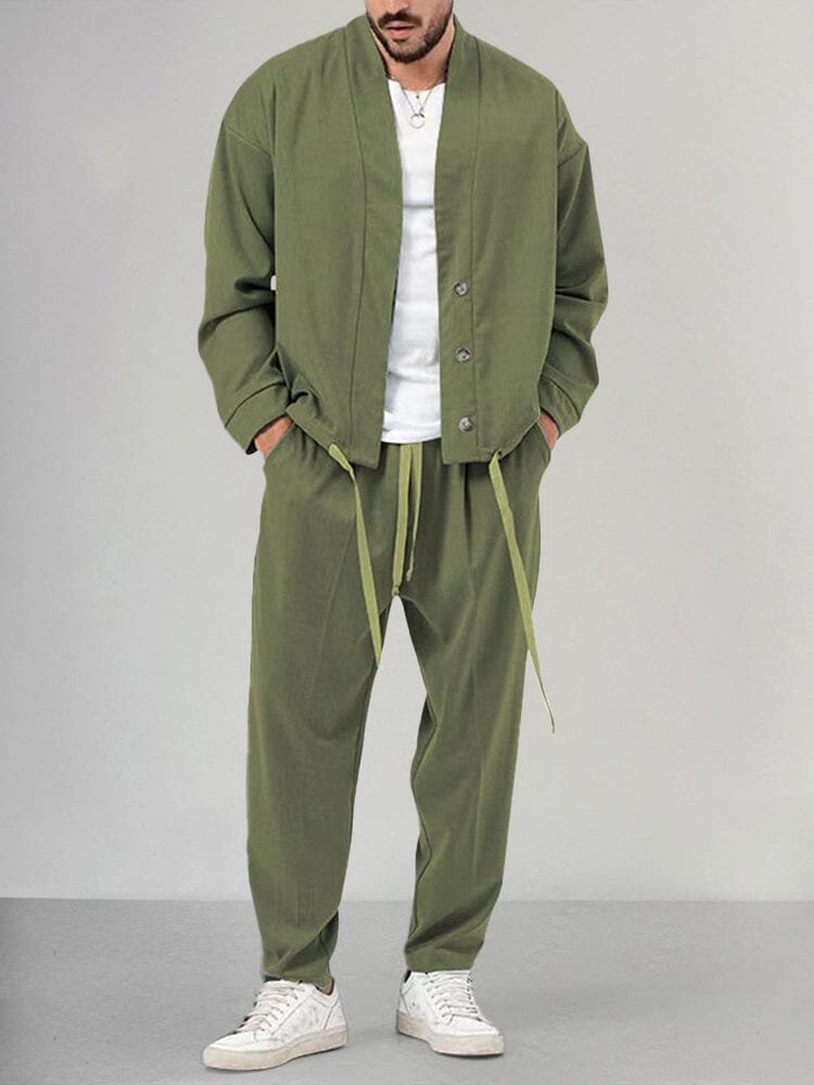 Herren Relaxed-Fit Two-Piece Set Loungewear Freizeitanzug - Green
