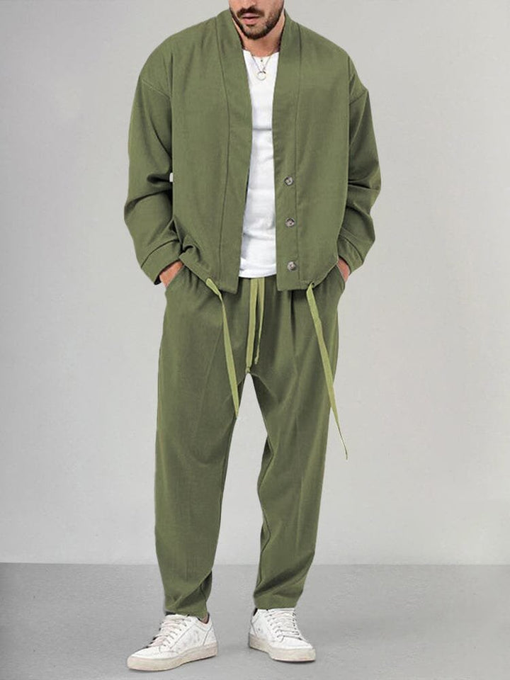 Herren Relaxed-Fit Two-Piece Set Loungewear Freizeitanzug - Green