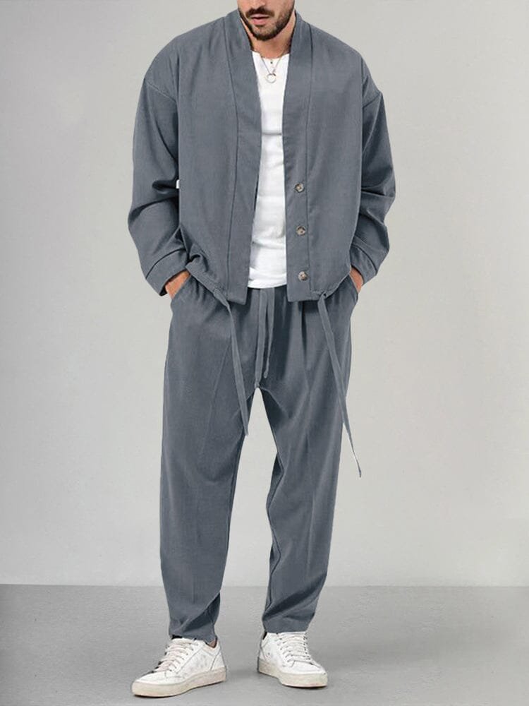 Herren Relaxed-Fit Two-Piece Set Loungewear Freizeitanzug - Gray