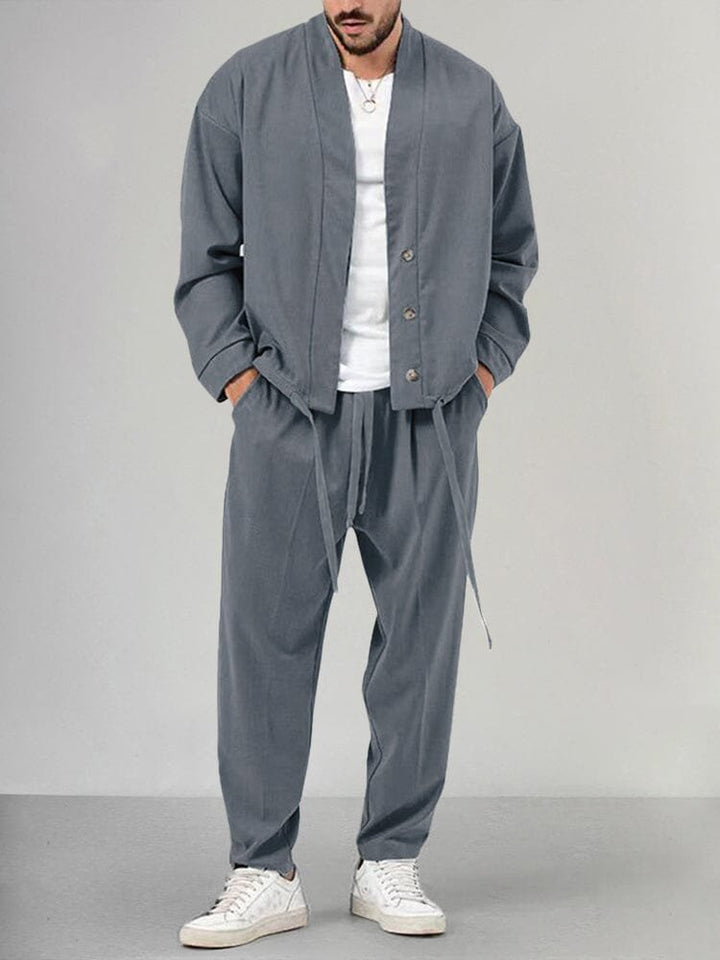 Herren Relaxed-Fit Two-Piece Set Loungewear Freizeitanzug - Gray
